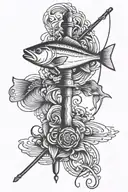 fishing pole cross  tattoo design idea