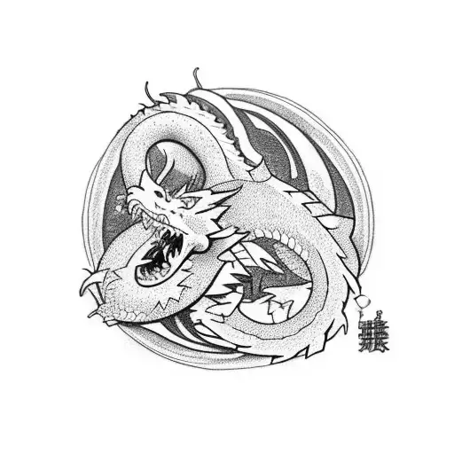 half sleeve tatoo design of ouroboros with dragon, one piece anime, dragon tattoo design idea