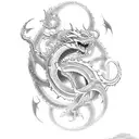half sleeve tatoo design of ouroboros with dragon, one piece anime, dragon tattoo design idea