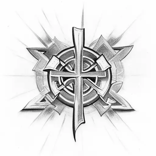 Christian Cross tribal tattoo design idea