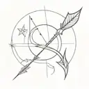 bow and arrow with sun tattoo design idea