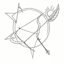 bow and arrow with sun tattoo design idea