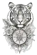 tiger compass tattoo design idea