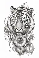 tiger compass tattoo design idea