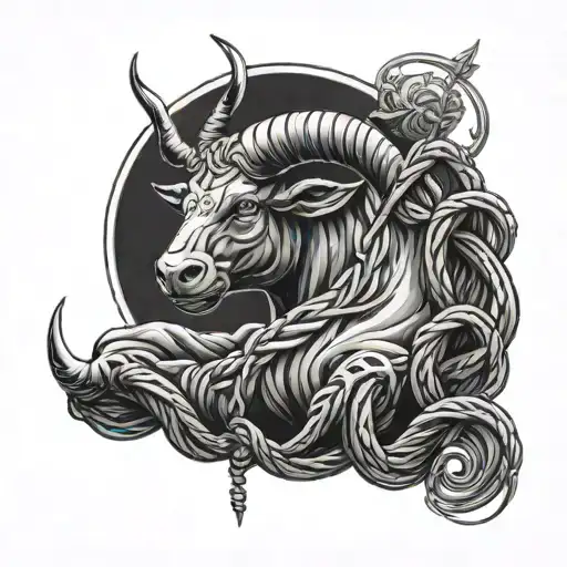 Shibari inspired taurus zodiac sign tattoo design idea