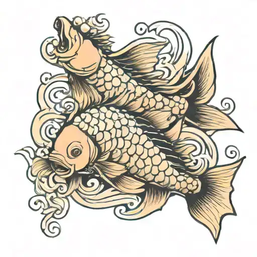 japanese carp sea tattoo design idea