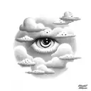 clouds With eyes and the years 1978,1975 tattoo design idea