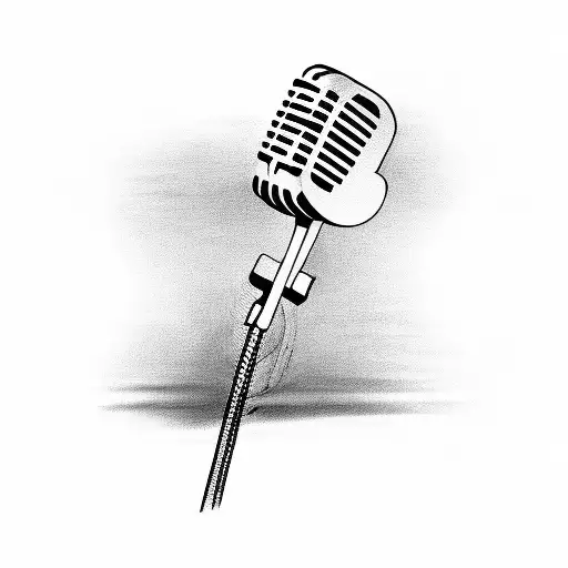 microphone with piano and guitar tattoo design idea