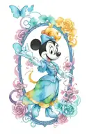 classic Disney patch work tattoo design idea