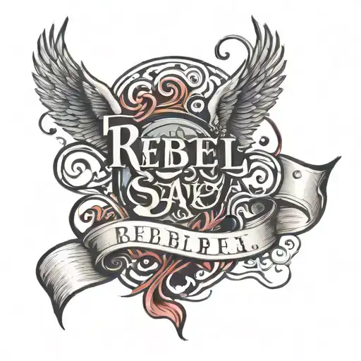 Text say "Rebel" tattoo design idea