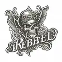 Text say "Rebel" tattoo design idea
