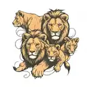 lion and 3 cubs face only tattoo design idea