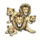lion and 3 cubs face only tattoo design idea