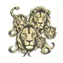 lion and 3 cubs face only tattoo design idea
