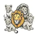 lion and 3 cubs face only tattoo design idea