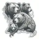 2 bears and cubs tattoo design idea