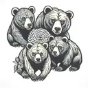 2 bears and cubs tattoo design idea
