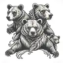 2 bears and cubs tattoo design idea