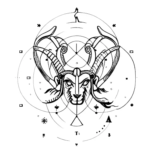 Aries and sagittarius zodiac sign tattoo design idea