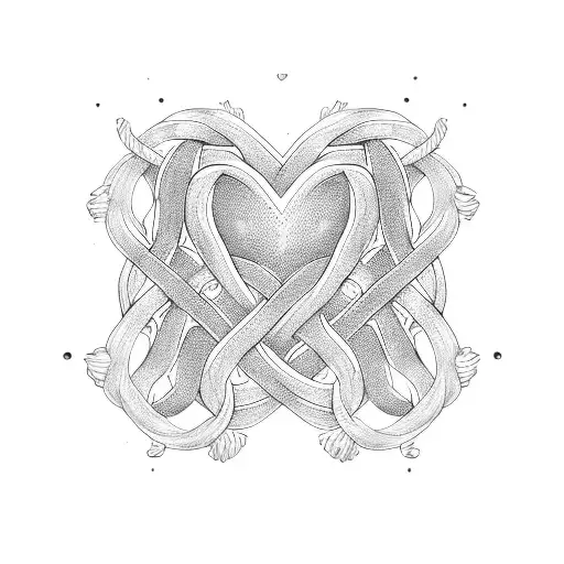 three intertwined hearts tattoo design idea