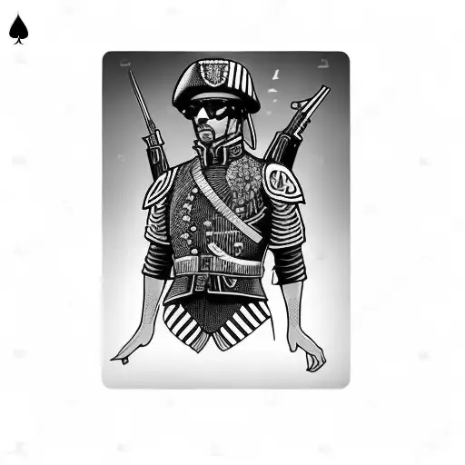 blackjack card with soldier on it tattoo design idea
