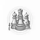 A mystical library with floating chess pieces, depicting the balance between strategy and knowledge. tattoo design idea
