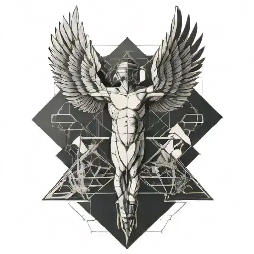 Geometric tattoo with icarus vetruvian me overthinking  tattoo design idea