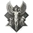 Geometric tattoo with icarus vetruvian me overthinking  tattoo design idea