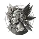 Geometric tattoo with icarus vetruvian me overthinking  tattoo design idea