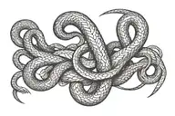 Chain wrapped around forearm arm and splitting into 5 snake on the hand each in the direction of a finger tattoo design idea