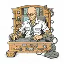 a bald computer programmer in front of pc  tattoo design idea