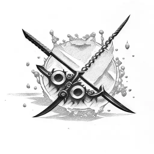three zoro's swords and chain tattoo design idea