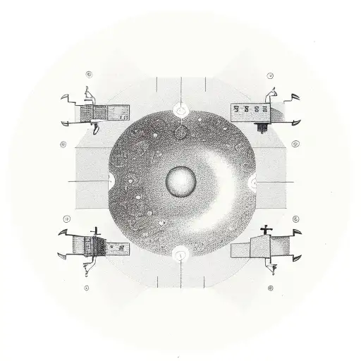 Illustration of a microscope revealing a hidden celestial scene tattoo design idea