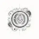 Illustration of a microscope revealing a hidden celestial scene tattoo design idea