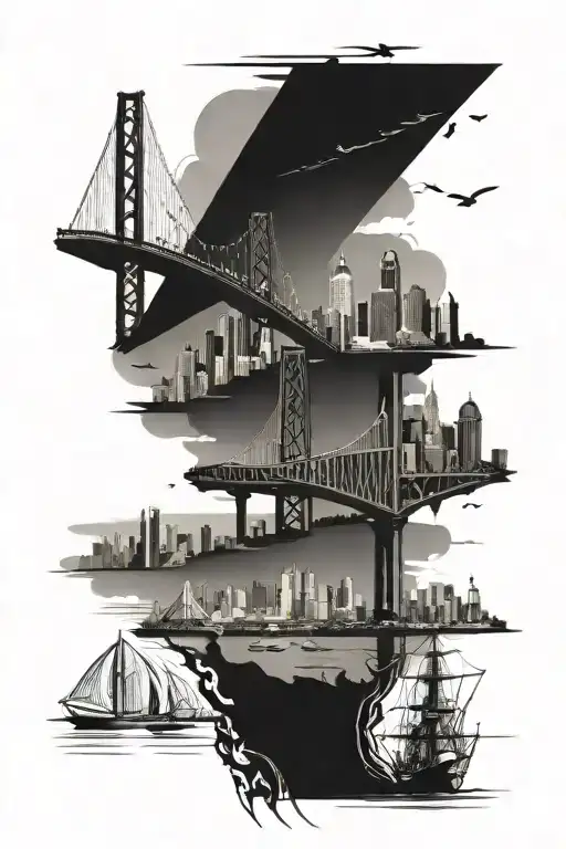 San diego skyline include coronado bridge leading tattoo design idea