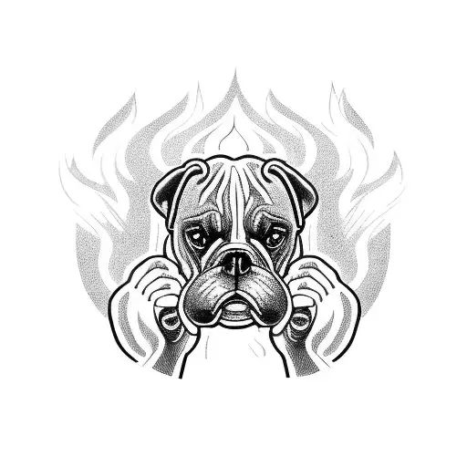Boxer with gloves on fire tattoo design idea