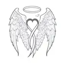 angel wings with semicolon in the middle of the wings  and infinity symbol as halo  tattoo design idea