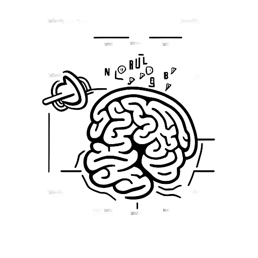 A minimalist tattoo of a brain with a barbell representing 'No brain no gain' tattoo design idea
