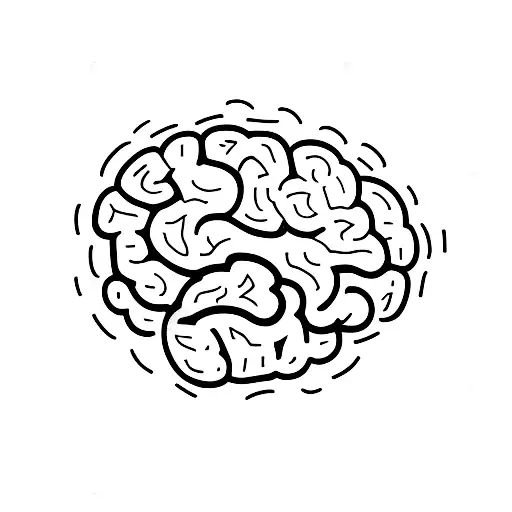 A minimalist tattoo of a brain with a dumbbell symbolizing 'No brain no gain' tattoo design idea