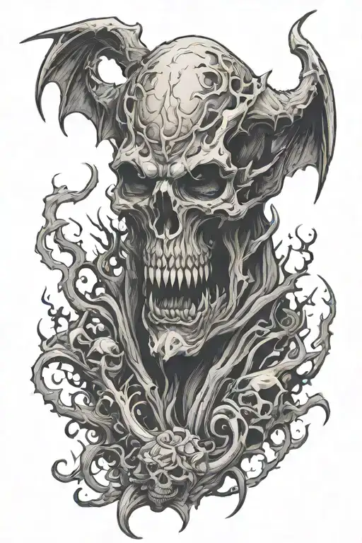 graveyard demon evil tattoo design idea