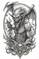 graveyard demon evil tattoo design idea