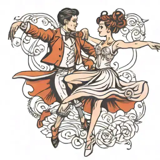 couple dancing ballet tattoo design idea