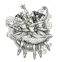 four people dancing ballet tattoo design idea