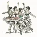 four people dancing ballet tattoo design idea