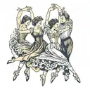 four people dancing ballet tattoo design idea