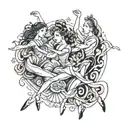 four people dancing ballet tattoo design idea