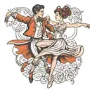 couple dancing ballet tattoo design idea