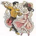 couple dancing ballet tattoo design idea