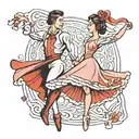 couple dancing ballet tattoo design idea