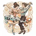 couple dancing ballet tattoo design idea